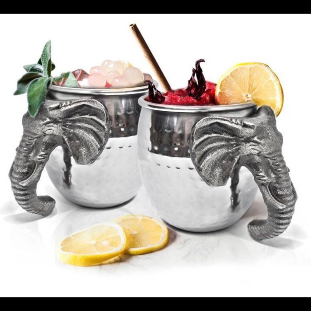 Pier1 Stainless Steel Elephant Moscow Mule Mugs(2)